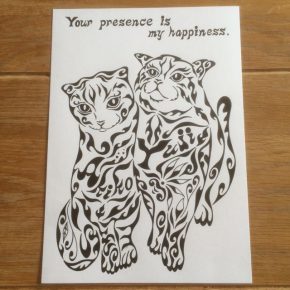 朝書いた記事の続き！ペットの猫をモチーフにカップルの絵のプレゼント