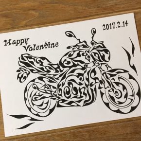 バレンタインデーやホワイトデーに！愛車のバイク SUZUKI GSRをモチーフに模様で書くアートな絵のオーダーメイド（B５）