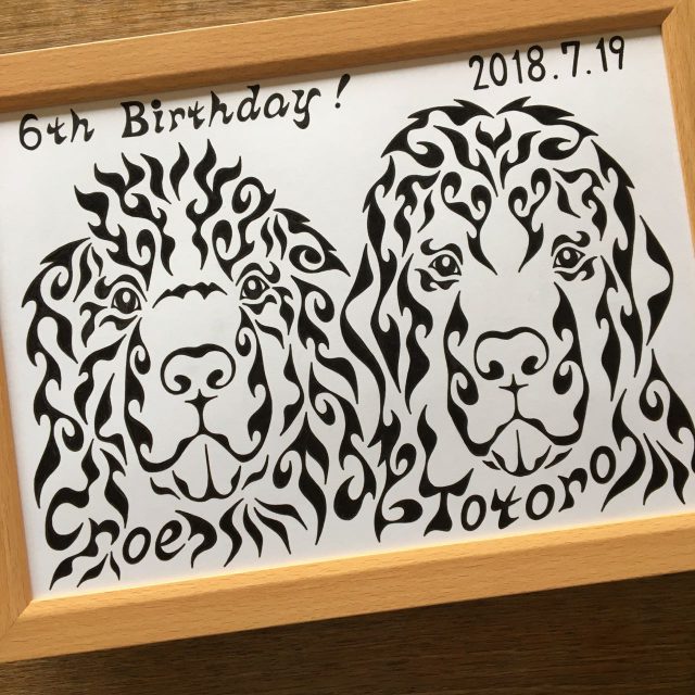 愛犬　似顔絵　アート　誕生日